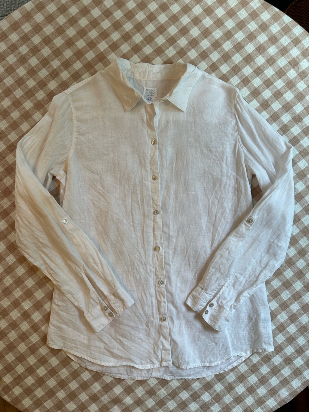 Sigrid Olsen 100% Linen Classic White Button-Up Shirt